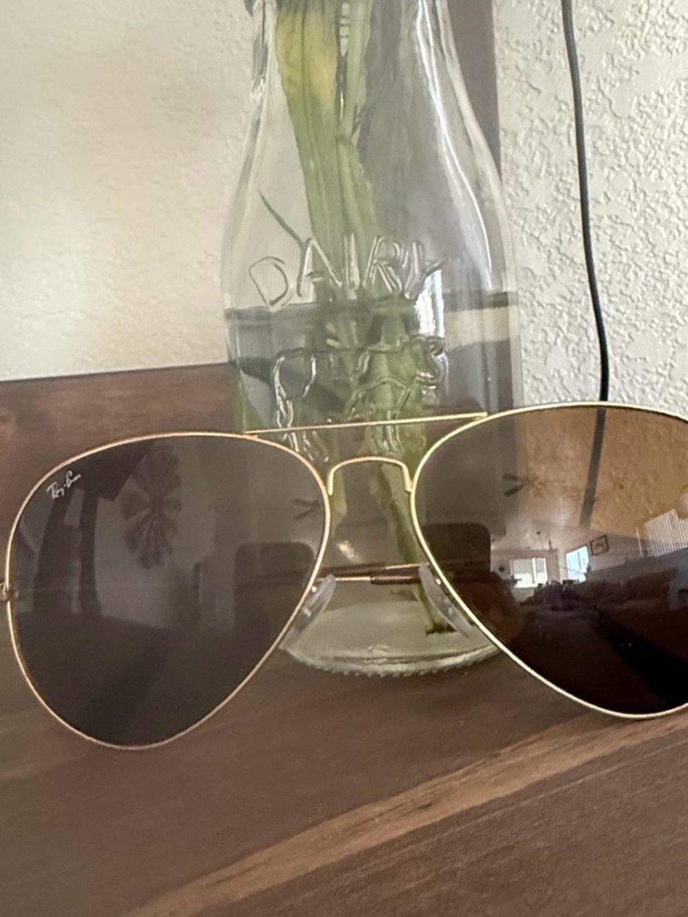 Ray-Ban Gold Frame Aviator Sunglasses with Brown Lenses